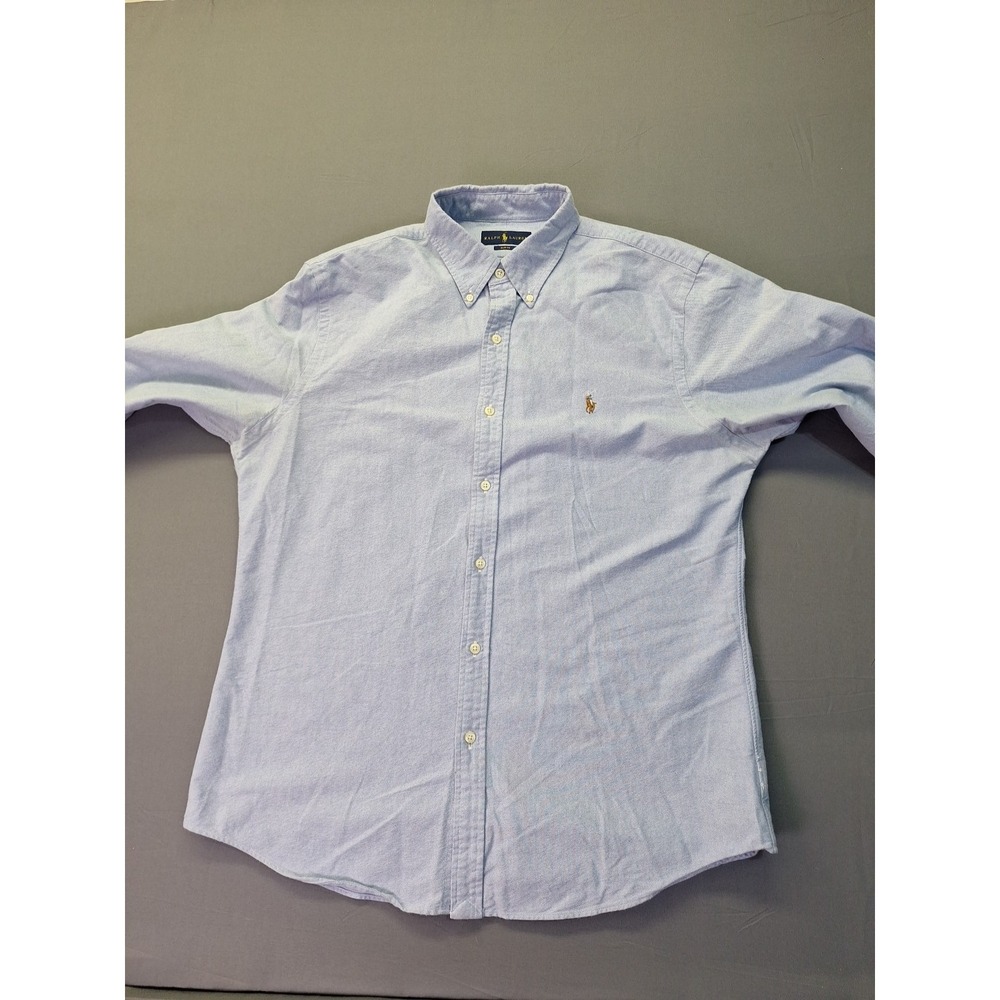 Polo Ralph Lauren Mens Slim Fit XL Blue Chambray Flesh Pony Preppy Golf Office - Picture 5 of 12